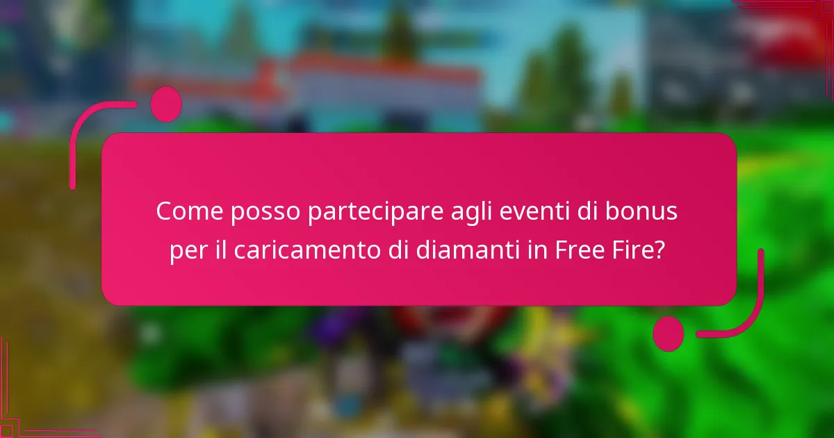 Come posso partecipare agli eventi di bonus per il caricamento di diamanti in Free Fire?