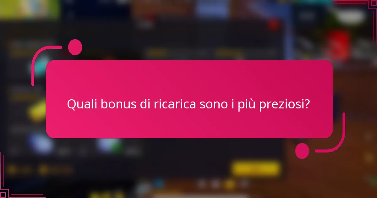 Quali bonus di ricarica sono i più preziosi?