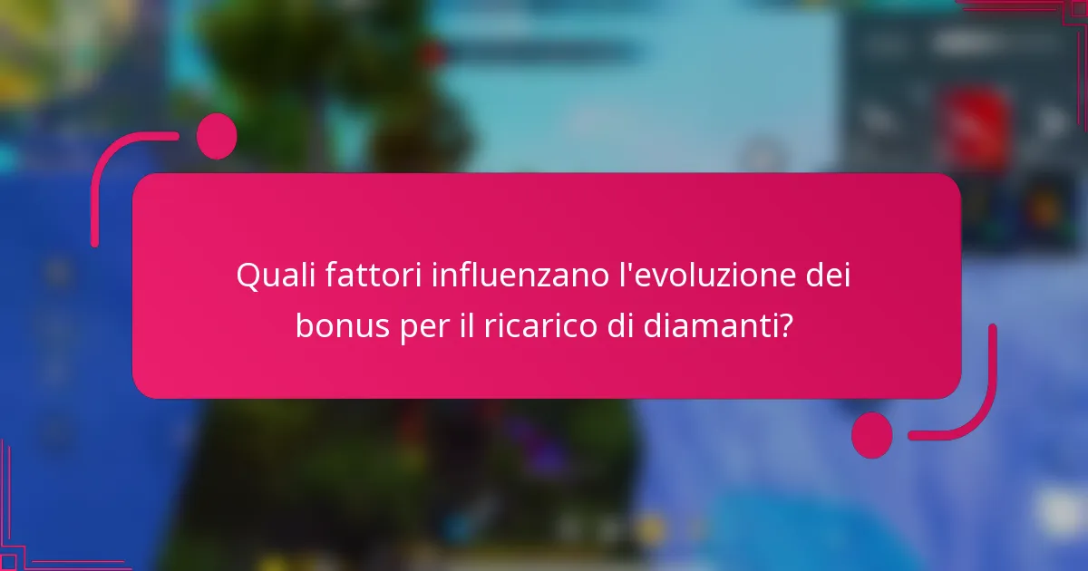 Quali fattori influenzano l'evoluzione dei bonus per il ricarico di diamanti?
